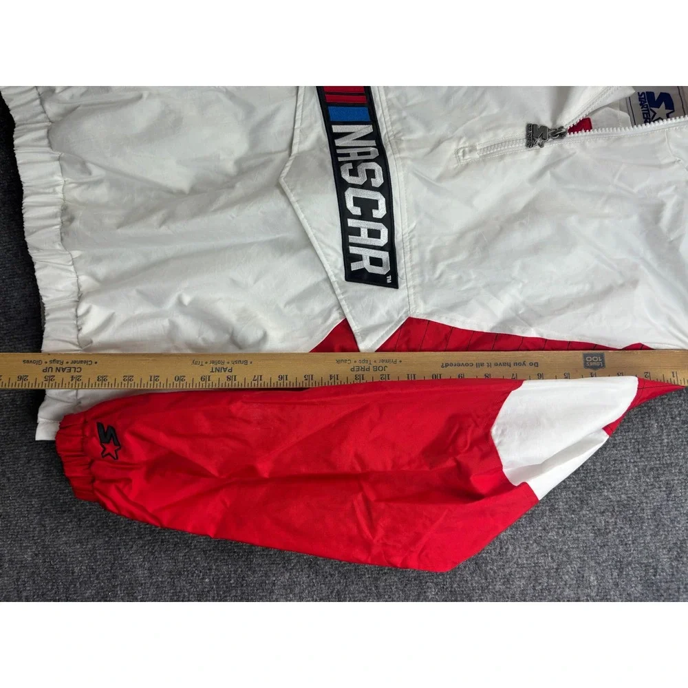 Starter NASCAR Windbreaker The Breakaway  Jacket Men M White 1/4 Hooded Pullover